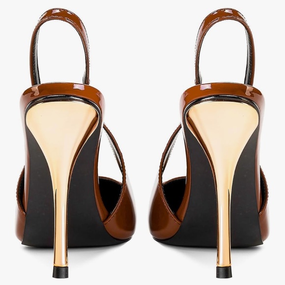 Rhinestones Slingback Kitten Heels Pointed Closed Toe Pumps - Picture 6 of 7